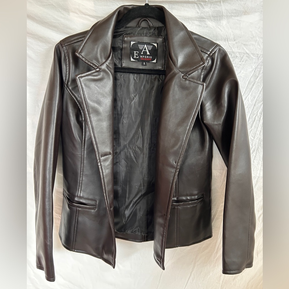 Women's Brown Italian Faux Leather Jacket